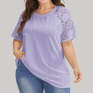 Bloomchic Lavender Lace Blouse Plus 22/24 NWT